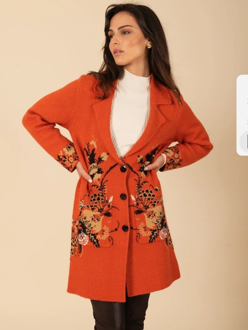 NWT $268 VertigoFloral Buttoned Cardigan Coat Size S